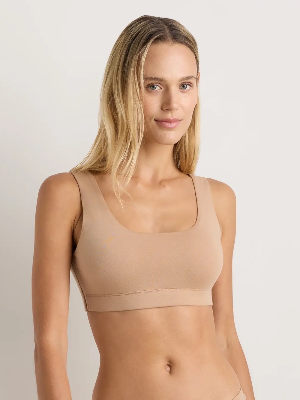 NWOT QUINCE 2 Pack Organic Cotton Tank Bralettes Medium Sand 1238